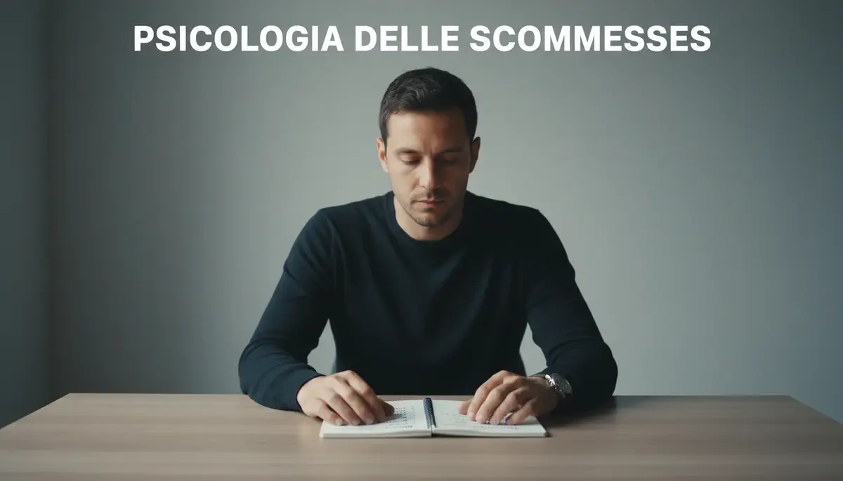 Uomo mantiene la calma e la concentrazione seduto al tavolo con un blocco note aperto davanti a sé