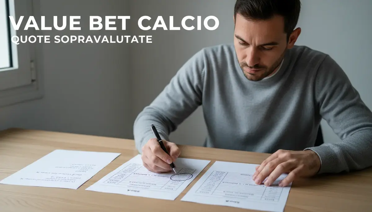 Analista sportivo confronta le quote di diversi bookmaker su fogli stampati per individuare il valore